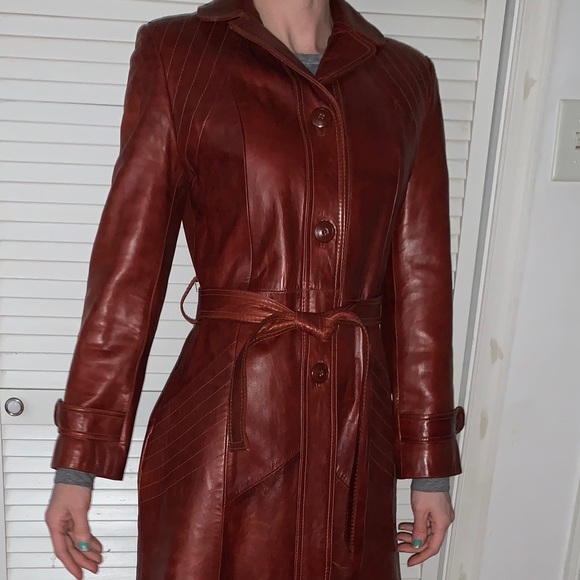 skin gear Jackets & Blazers - Fantastic Vintage 70’s leather belted trench